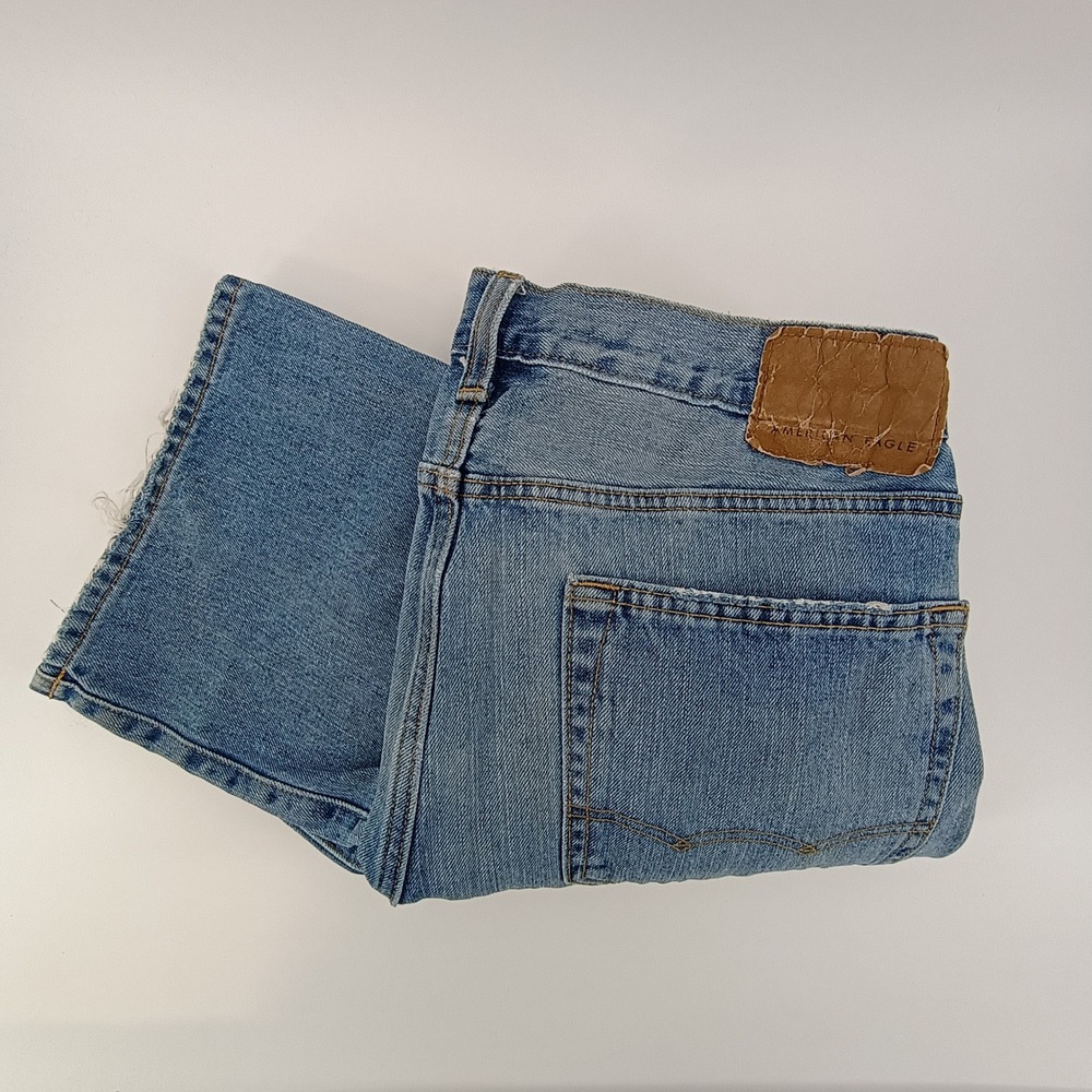 American Eagle Jeans Mens 34x30 Blue Original Bootcut Denim Frayed 3500640744